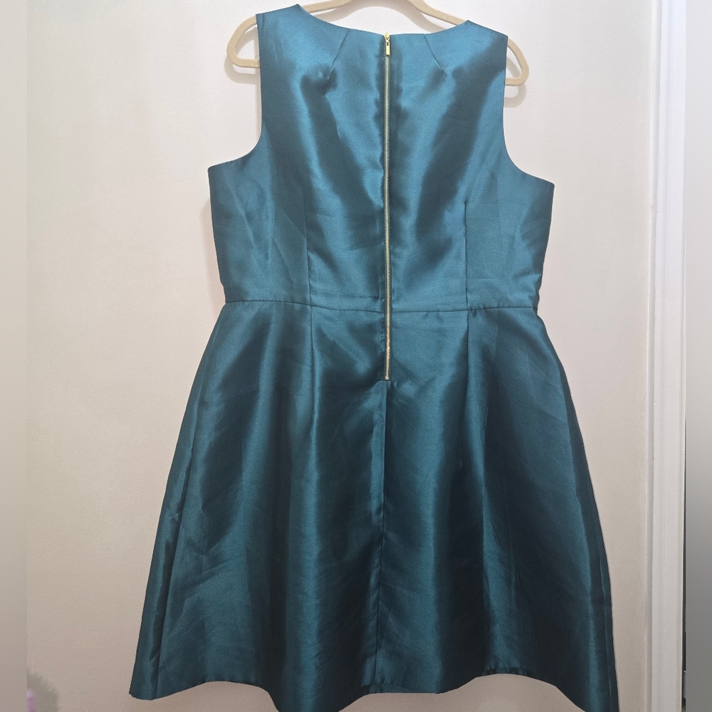 Emerald Green Jewel Satin Fit & Flare Cockail Dress 16 - Picture 6 of 10